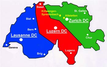 SBB's three divisions and location of Killwangen-Altstetten line