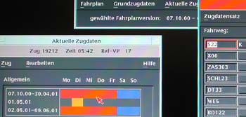 Screen from system for train data preparation (schedules and routings)
