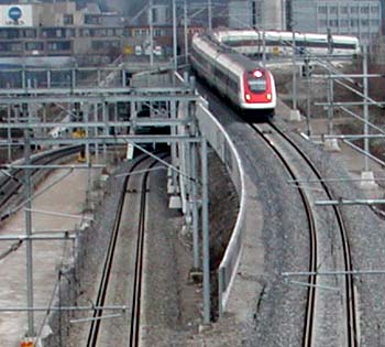 Intercity Tilting Train (ICN) coming down off new flyover