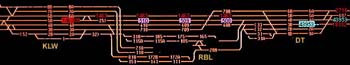 Line from Killwangen to Dietikon on Zurich dispatcher's track-diagram display